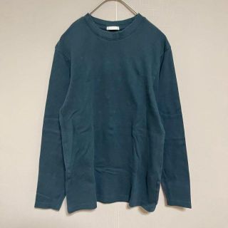 ジーユー(GU)のGU ソフトコットンクルーネックT 長袖【XS】シンプル　無地　ダークグリーン(Tシャツ/カットソー(七分/長袖))