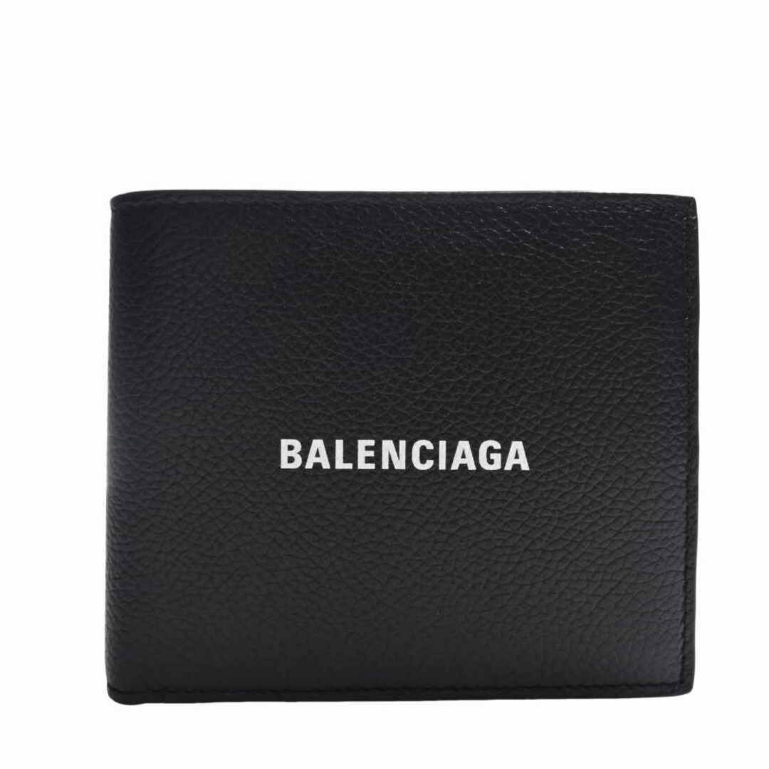 Balenciaga バレンシアガ レザー キャッシュ スクエア ロゴ 二つ折り コンパクト財布 594315 ブラック by
