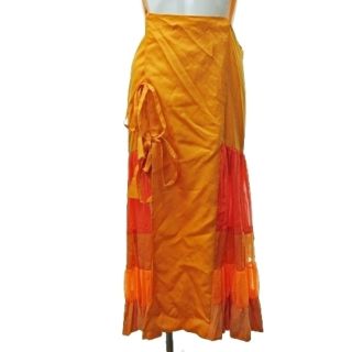 ジャンポールゴルチエ ファム シルク混 スカート ロング丈 橙 40 NGA35