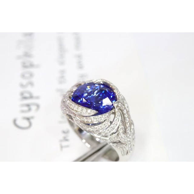 天然 ロイヤルブルーサファイア ダイヤ リング3.69ct k18 fの通販 by