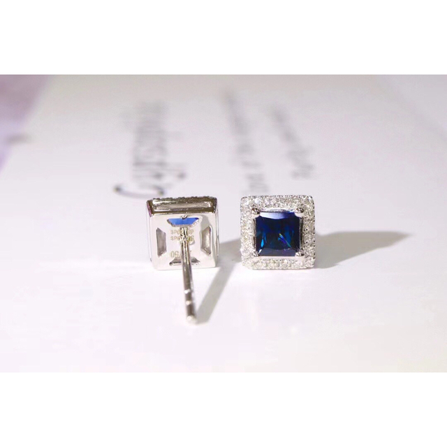 天然 ロイヤル ブルーサファイア ダイヤ ピアス0.7ct k18 f