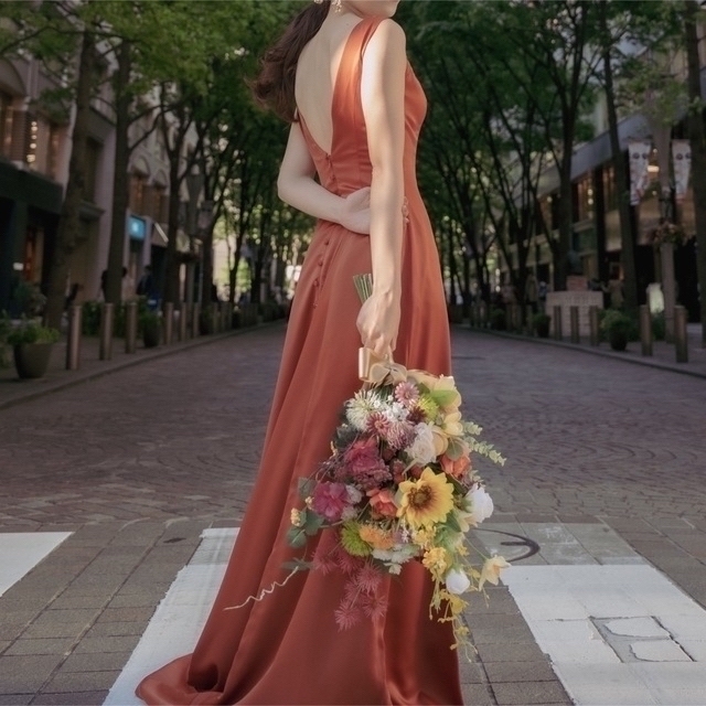 テラコッタドレス レディースのフォーマル/ドレス(ウェディングドレス)の商品写真