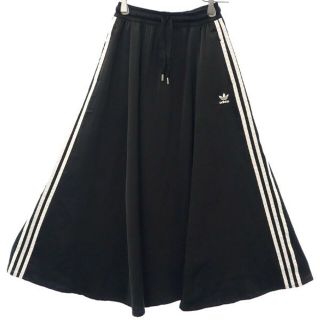 アディダス(adidas)のアディダス トレフォイルロゴ 3ライン ロングスカート XS ブラック adidas レディース 【中古】  【230517】(ミニスカート)