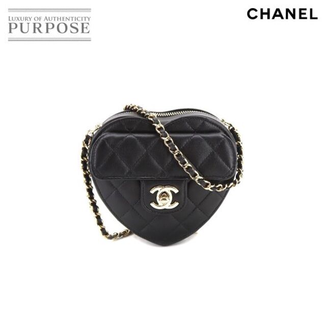 未使用 展示品 シャネル CHANEL マトラッセ ハート チェーン ショルダー バッグ レザー ブラック ゴールド 金具 AP2784 VLP 90189866カラー本体