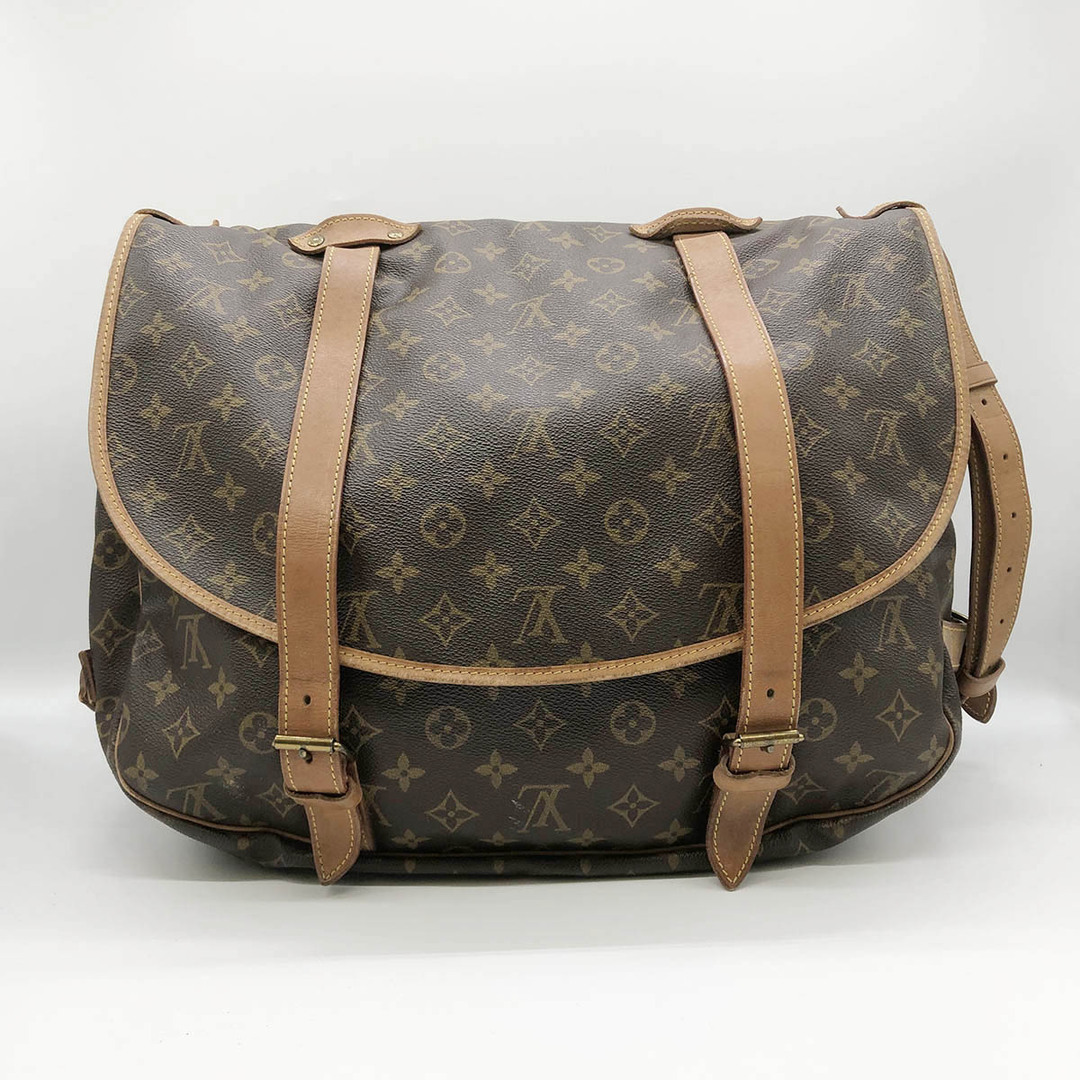 セール LOUIS VUITTON ルイ・ヴィトン ソミュール35 モノグラム ショルダーバッグ ブラウン PVC レディース メンズ M42254  USED 【中古】