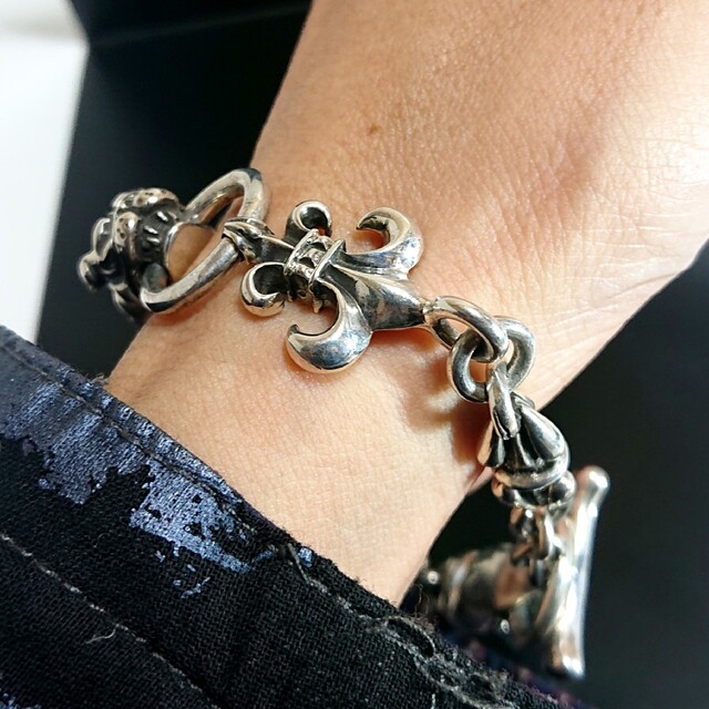 4393 SILVER925 ブルドッグ 百合 チェーンブレスレット シルバー 4393 SILVER925 ブルドッグ 百合 チェーンブレスレット シルバー