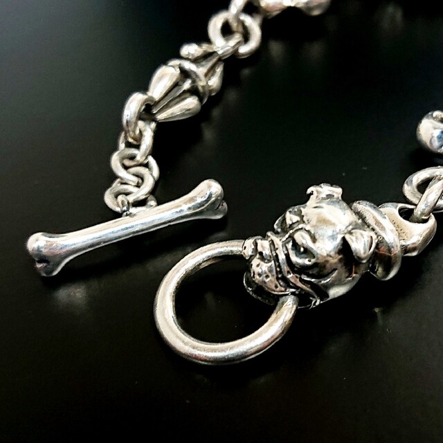 4393 SILVER925 ブルドッグ 百合 チェーンブレスレット シルバー 4393 SILVER925 ブルドッグ 百合 チェーンブレスレット シルバー
