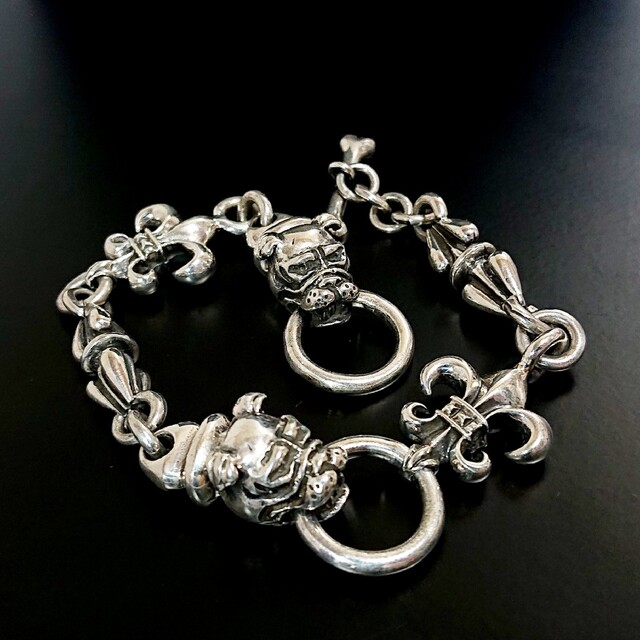 4393 SILVER925 ブルドッグ 百合 チェーンブレスレット シルバー 4393 SILVER925 ブルドッグ 百合 チェーンブレスレット シルバー