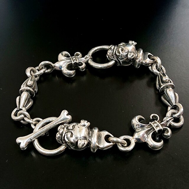4393 SILVER925 ブルドッグ 百合 チェーンブレスレット シルバー 4393 SILVER925 ブルドッグ 百合 チェーンブレスレット シルバー