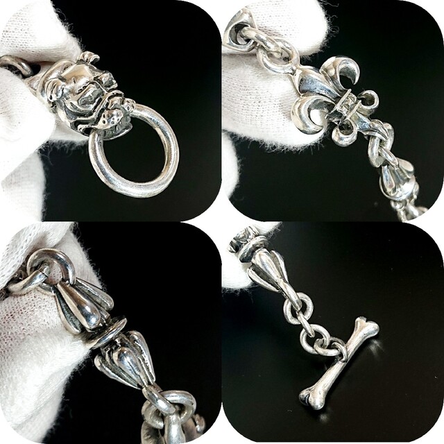4393 SILVER925 ブルドッグ 百合 チェーンブレスレット シルバー 4393 SILVER925 ブルドッグ 百合 チェーンブレスレット シルバー