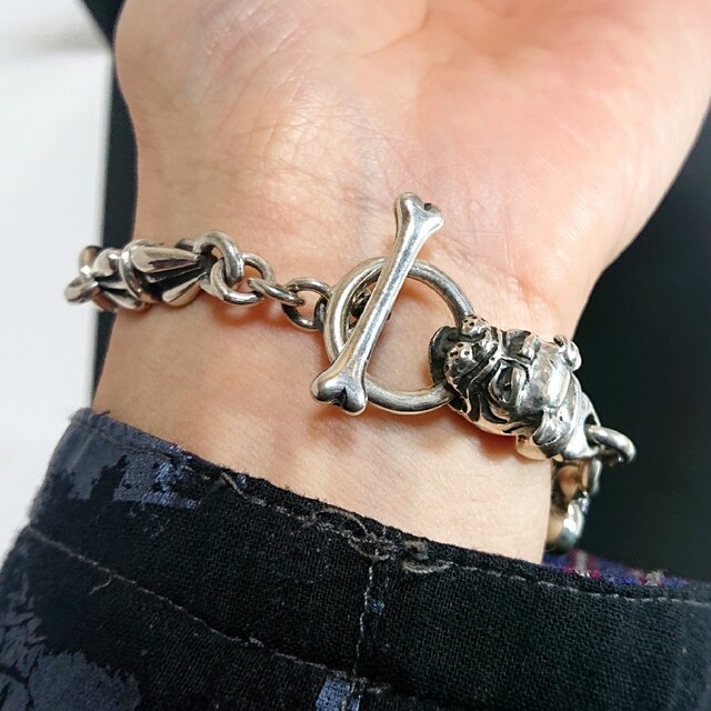 4393 SILVER925 ブルドッグ 百合 チェーンブレスレット シルバー 4393 SILVER925 ブルドッグ 百合 チェーンブレスレット シルバー