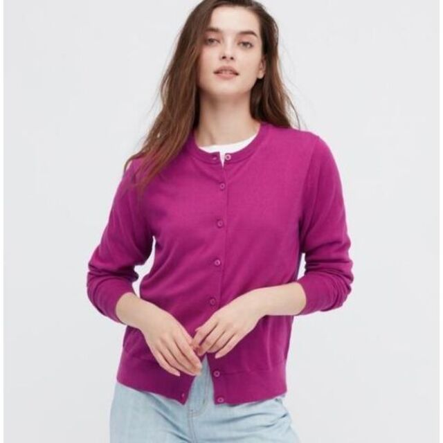 UNIQLO(ユニクロ)のUNIQLO　UVカット　カーディガン　ピンク　M レディースのトップス(ニット/セーター)の商品写真