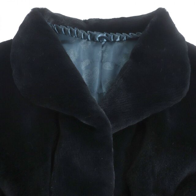 極美品▽MINK シェアードミンク 裏地ペイズリー柄 本毛皮コート ブルー