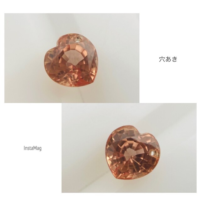 (R0517-7)『穴あき』天然オレンジサファイア　0.781ct ハンドメイドの素材/材料(各種パーツ)の商品写真