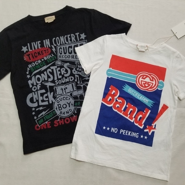 グッチ　チルドレン　ロゴ　ボーダー　Tシャツ　キッズ　ジュニア