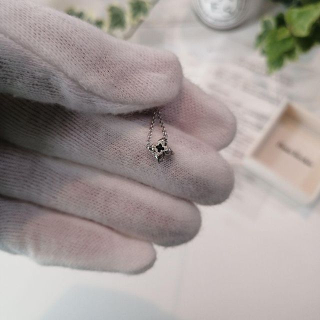 ポンテヴェキオ フラワーダイヤモンドネックレス0.2ct K18ホワイトゴールド