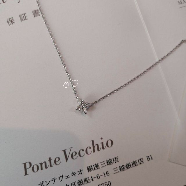ポンテヴェキオ フラワーダイヤモンドネックレス0.2ct K18ホワイト