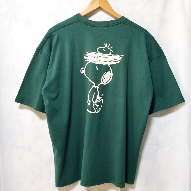 新品　スヌーピー　PEANUTS　 Tシャツ 半袖　濃い緑