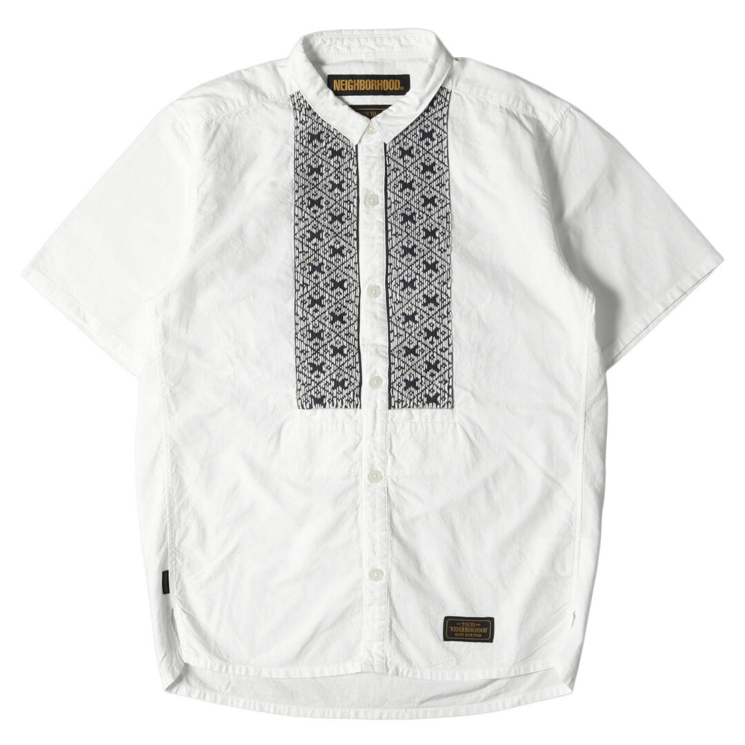 NEIGHBORHOOD ネイバーフッド シャツ サイズ:S 刺繍 デザイン コットン 半袖シャツ EMB / CL-SHIRT. SS 18SS ホワイト 白 トップス カジュアルシャツ 【メンズ】シャツ