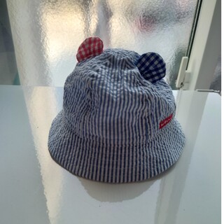 ホットビスケッツ(HOT BISCUITS)のミキハウス　赤ちゃん　帽子　サイズ42 ブルー　くまみみ(帽子)