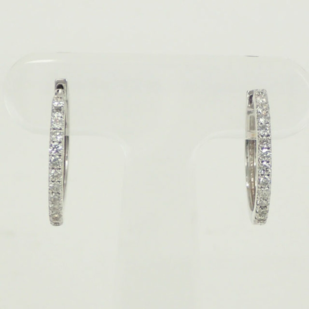 【Nランク】K18WG フープピアス デザインピアス ダイヤ 0.25ct/0.25ct【ISEYA】アクセサリー