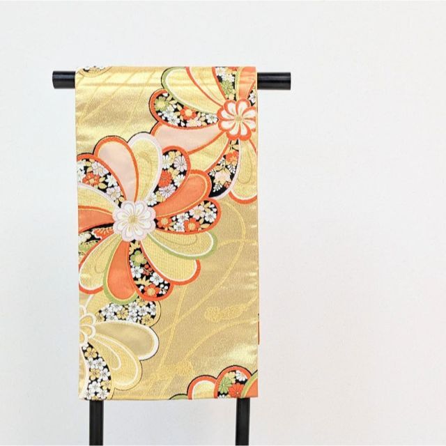【新品・仕立て上がり】正絹 袋帯 振袖 金 ゴールド ねじり梅 古典 b55 レディースの水着/浴衣(着物)の商品写真