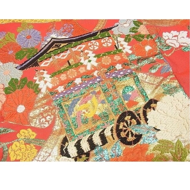 豪華色打掛 花嫁 婚礼 ブライダル 刺繍 御所車吉祥鳳凰花文 金糸