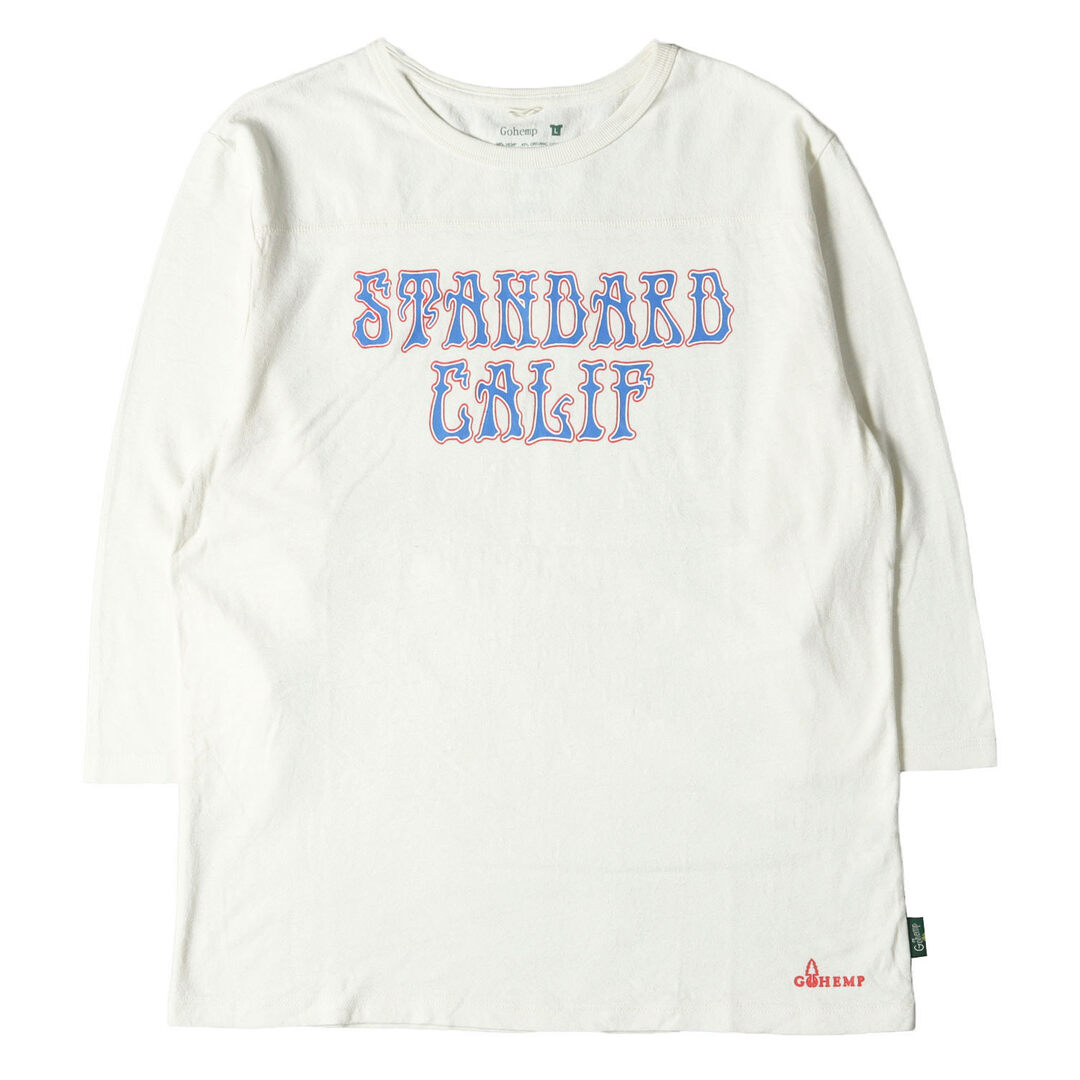 STANDARD CALIFORNIA スタンダードカリフォルニア Tシャツ サイズ：L GO HEMP デッドロゴ ヘンプ コットン フットボール Tシャツ カットソー 七分袖 クルーネック 21SS クリーム トップス ロンT ブランド【メンズ】