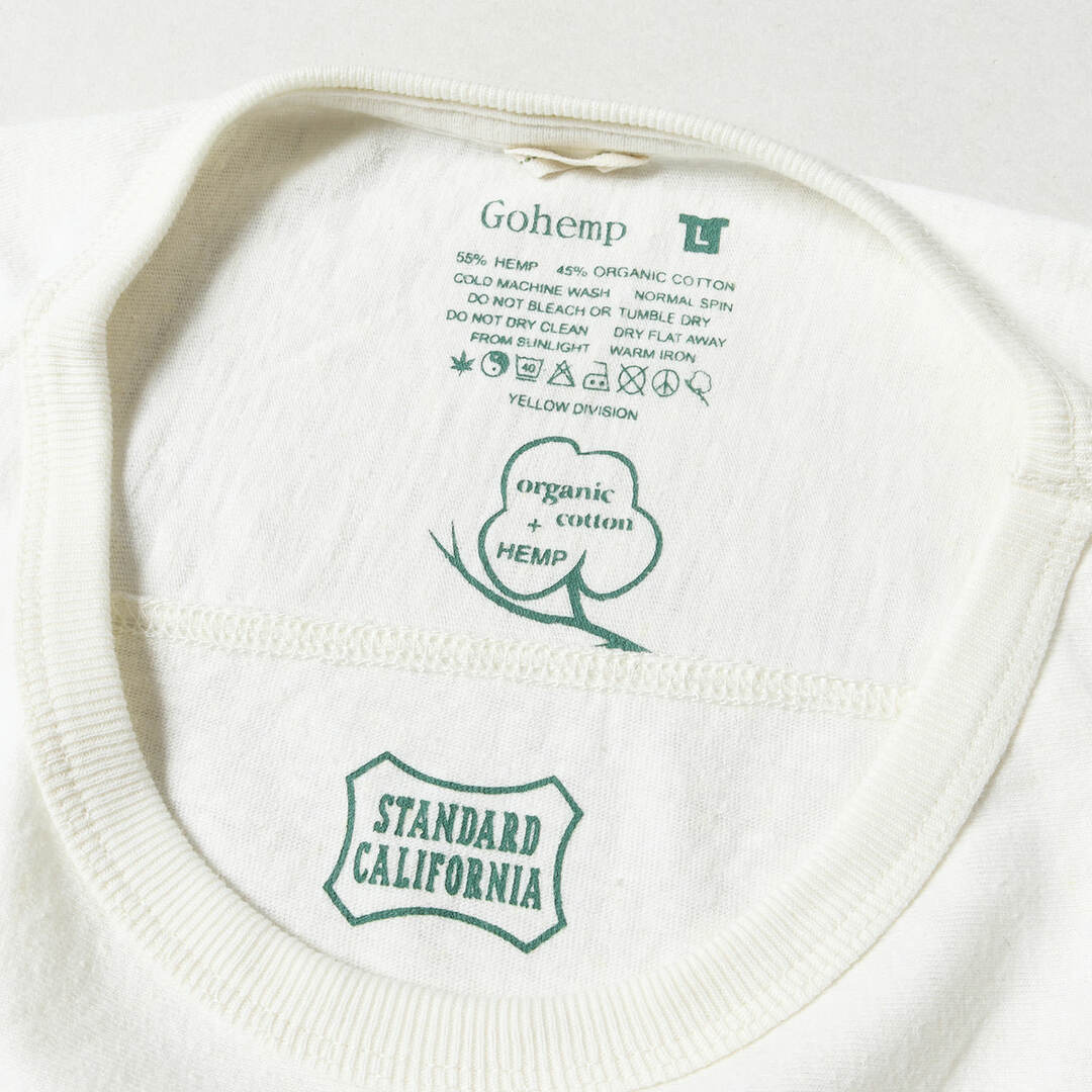 STANDARD CALIFORNIA(スタンダードカリフォルニア)のSTANDARD CALIFORNIA スタンダードカリフォルニア Tシャツ サイズ：L GO HEMP デッドロゴ ヘンプ コットン フットボール Tシャツ カットソー 七分袖 クルーネック 21SS クリーム トップス ロンT ブランド【メンズ】【中古】 メンズのトップス(Tシャツ/カットソー(七分/長袖))の商品写真