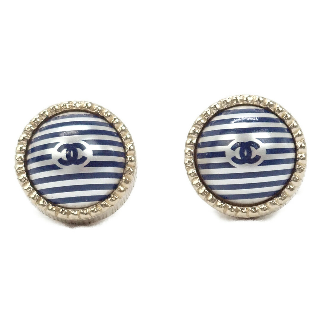 定番公式通販 CHANEL シャネル ココマークピアス GP シルバー ボーダー