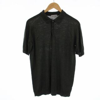 ジョンスメドレー(JOHN SMEDLEY)のJOHN SMEDLEY ニット ポロシャツ 半袖 シルク L カーキ(ポロシャツ)