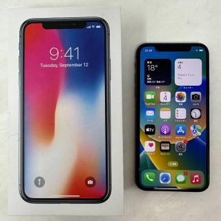 アップル(Apple)のSIMフリー iPhone X 64GB MQAX2J/A スペースグレイ(スマートフォン本体)