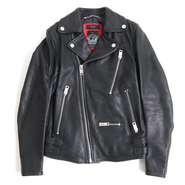 美品◆DIESEL  TIMELESS  ディーゼル ラムレザー ダブルライダースジャケット/アウター ブラック XS メンズ 正規品