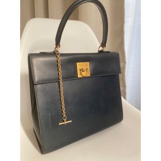 CELINE ケリー ハンドバッグ ゴールド金具 チェーン ネイビー