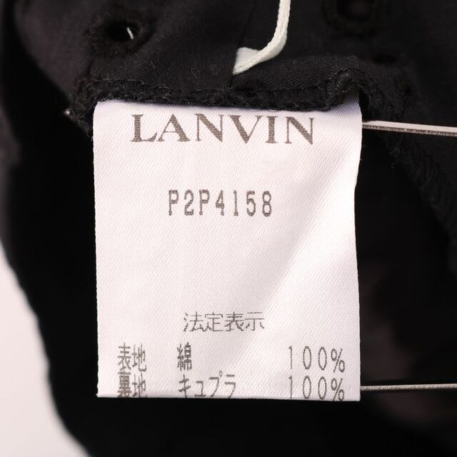 LANVIN(ランバン)のランバン ロングパンツ アイレットレース テーパード ボトムス 日本製 コットン100% レディース 40サイズ ブラック LANVIN レディースのパンツ(その他)の商品写真