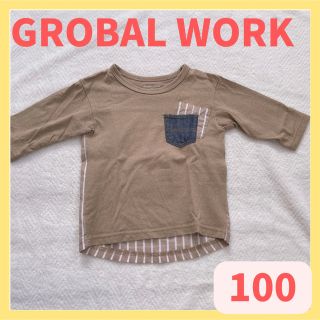 グローバルワーク(GLOBAL WORK)のGLOBALWORK 100 七分袖　Tシャツ　ロンT 綿　ストライプ　男の子(Tシャツ/カットソー)