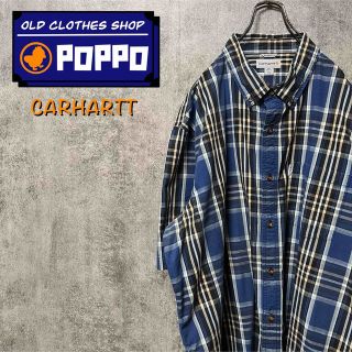 カーハート(carhartt)のカーハート☆ロゴタグ入りポケット半袖ワークチェックシャツ(シャツ)