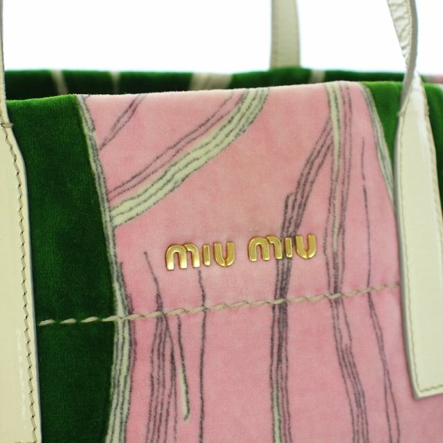 miumiu(ミュウミュウ)のミュウミュウ miumiu トートバッグ ショルダーバッグ 総柄 ピンク 緑 レディースのバッグ(トートバッグ)の商品写真