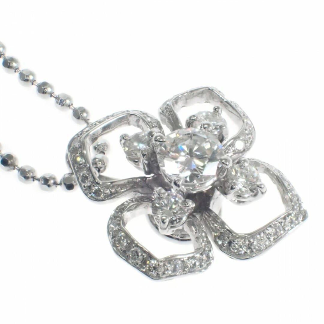 【中古】【Aランク】 フラワー デザイン ネックレス K18ホワイトゴールド ダイヤモンド 0.221/0.23ct レディース【ISEYA】