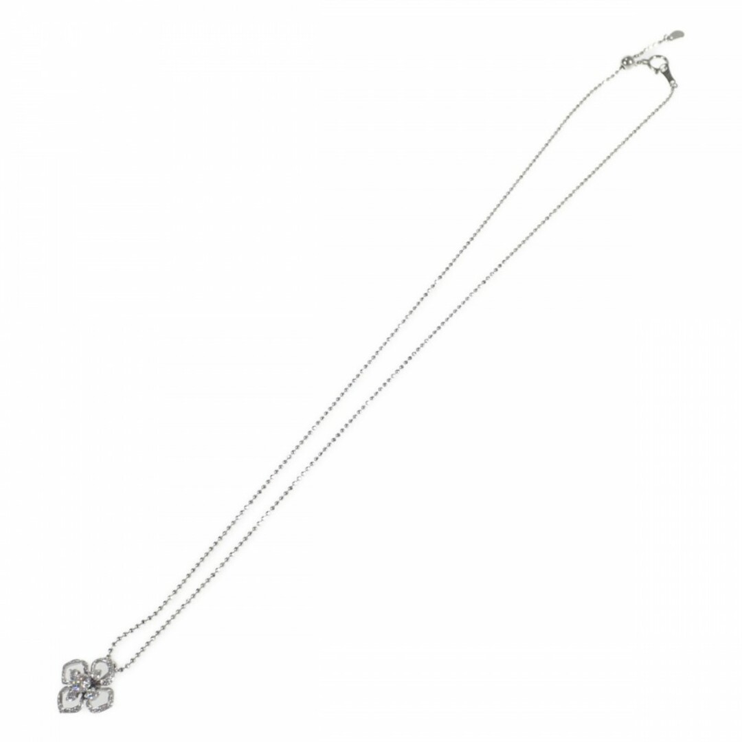 【中古】【Aランク】 フラワー デザイン ネックレス K18ホワイトゴールド ダイヤモンド 0.221/0.23ct レディース【ISEYA】