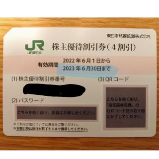 ジェイアール(JR)のJR東日本　株主優待券　４割引　期限2023年6月30日まで(その他)