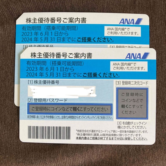ANA 株主優待 2枚 2024年5月31日まで