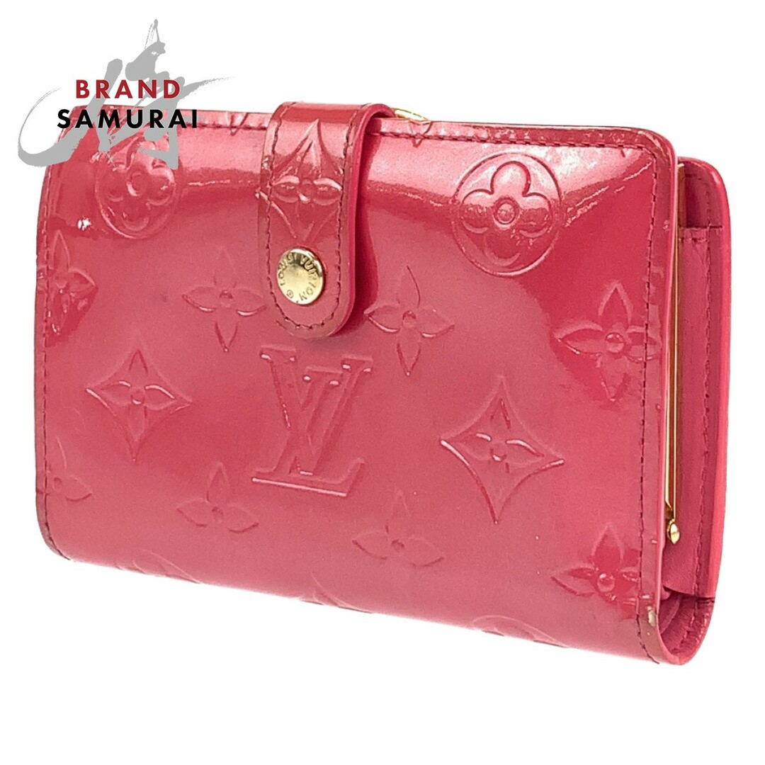 LOUIS VUITTON ルイヴィトン モノグラム ヴェルニ ポルトフォイユ ヴィエノワ ピンク フューシャ エナメル M91254 二つ折り財布 レディース 402005