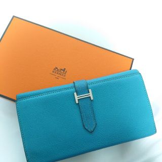 エルメス(Hermes)のHERMES ベアン 三つ折り長財布 シルバー金具(長財布)