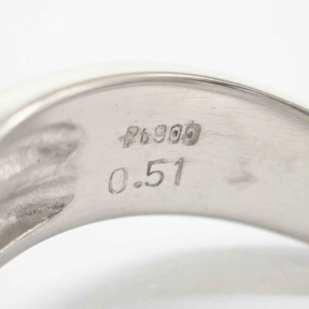 【Aランク】Pt900 デザインリング 2Pダイヤ 0.51ct ゲージ棒約11号【ISEYA】 7