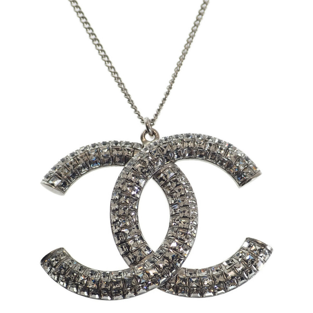 ネックレス【ABランク】CHANEL シャネル デカココマークロング ネックレス アクセサリー メタル シルバー ラインスト−ン レディース【ISEYA】