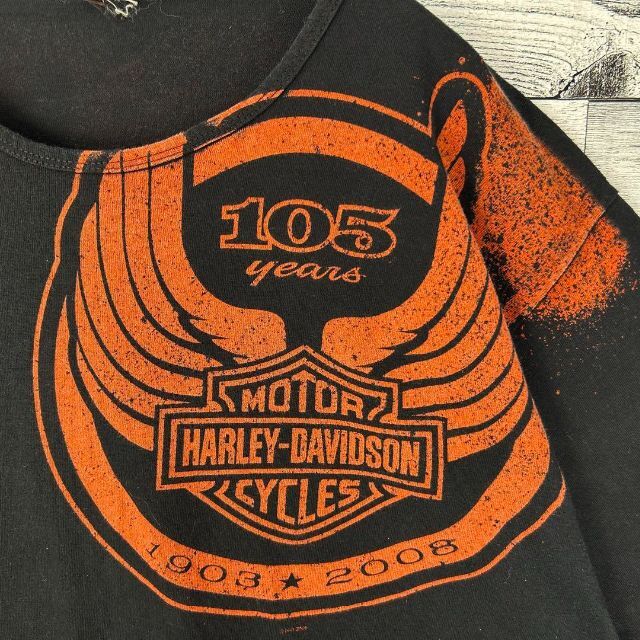 HARLEY DAVIDSON Tシャツ 半袖 ブラック 両面プリント