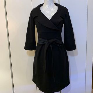 ダイアンフォンファステンバーグ(DIANE von FURSTENBERG)のDIANEvonFURSTENBERGラップドレス コート黒サイズ２(ロングコート)