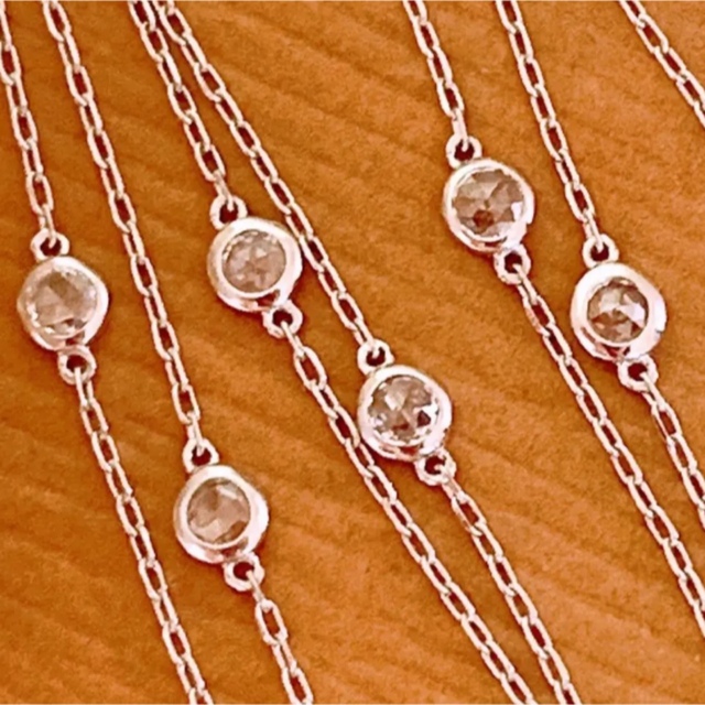 高品質❗️D0.24CT✨プラチナローズカットダイヤステーションネックレス