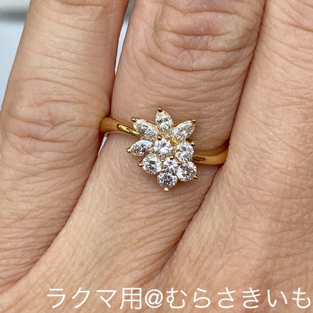 0.7カラット ダイヤ K18 YG フラワー リング レディースのアクセサリー(リング(指輪))の商品写真